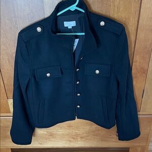 LOFT Women's Black Blazer with Gold Buttons